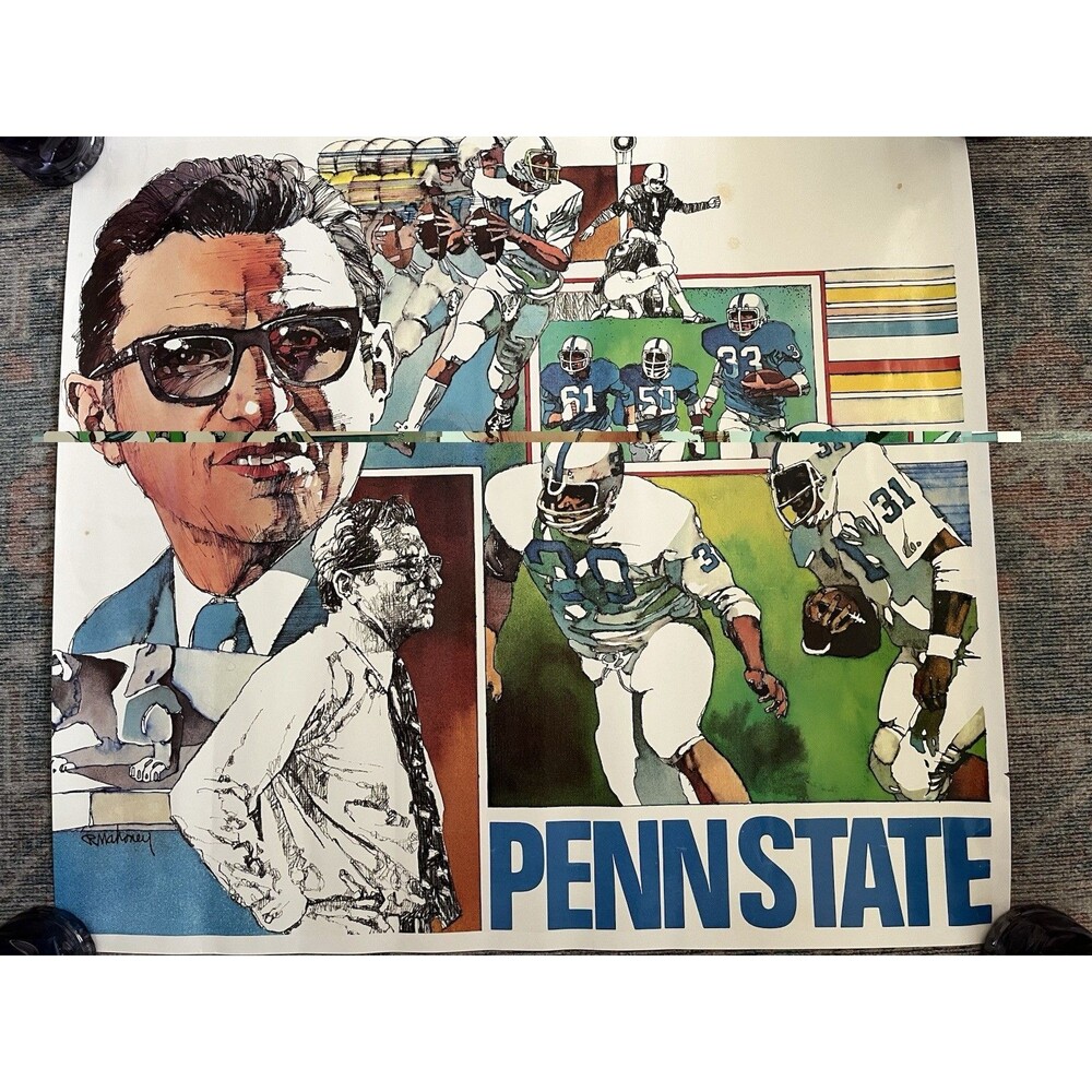 Vintage 1982 Penn State Football McDonald's Poster Ron Mahoney Joe Paterno Rare
